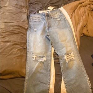 Distressed Blue Jeans